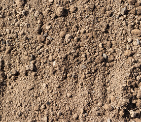 Plowed dry soil under bright sunlight