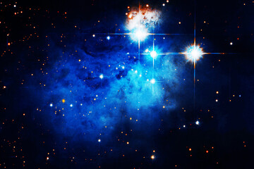 Blue space nebula. Elements of this image furnished by NASA