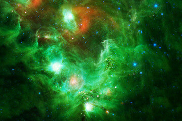 Beautiful green galaxy. Elements of this image furnished by NASA