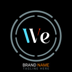 We Letter Logo design. black background.