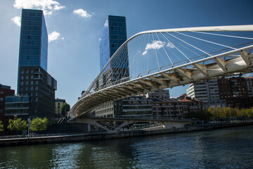 Bridge over the water canal in Bilbao. The Northern Way of St. James, Spain