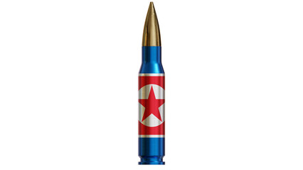 Rifle bullets with North Korea flag