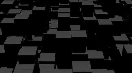 Black geometric 3d cubes background. Abstract texture. 3d render illlustration