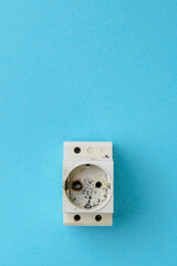 Broken din socket after a short circuit in the electrical network. The concept of electrical...