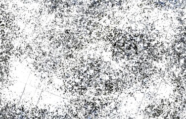Grunge black and white pattern. Monochrome particles abstract texture. Background of cracks, scuffs, chips, stains, ink spots, lines. Dark design background surface.
