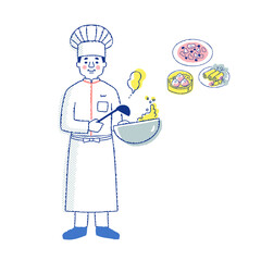 中華料理店のコックと料理