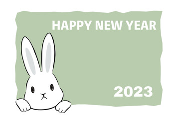 Obraz premium 2023年（令和5年） うさぎ年の手描き年賀状デザイン