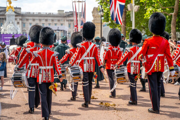 Queens Guards at the Queens Platinum Jubilee Celebrations - obrazy, fototapety, plakaty
