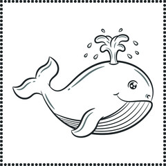 printable cute drawing whale sketch for coloring