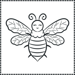 printable cute drawing bee sketch for coloring