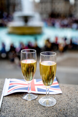 Champagne glasses flutes at the Queens Platinum Jubilee Celebrations