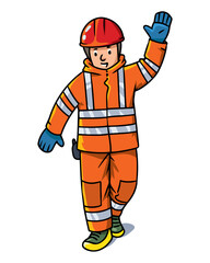 Lifeguard or rescuer waving by hand Vector cartoon