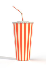 Fast food cola drink cup and drinking straw - obrazy, fototapety, plakaty