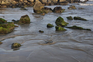 water flowing over rocks