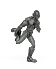 futuristic astronaut is doing a funny dance in white background