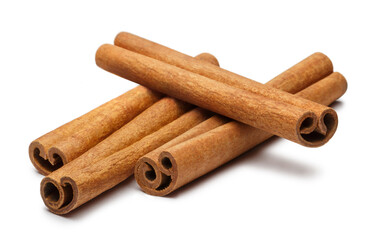 Cinnamon sticks heap, isolated on white background