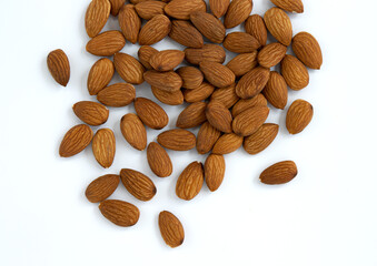 heap of peeled almond nuts, close up