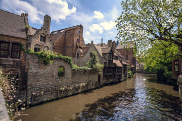 Canal in Bruges - Houses and Streets - Bruges, Belgium - the city centre