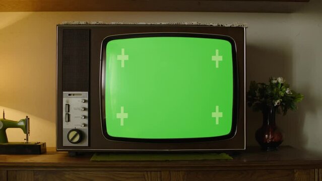 Old TV, Old Embroidery Machine Green Screen,chroma Key