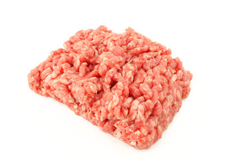 Portion of minced beef meat isolated on white background