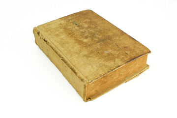 Old vintage book isolated on white background. Blank hardcover