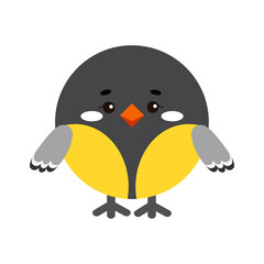 Circle tit forest bird animal face icon isolated on white background. Cute titmouse cartoon round shape kawaii kids avatar character. Vector flat clip art illustration mobile ui game application.