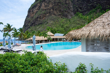 Swimming pool in the tropical resort