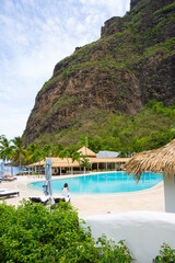 Swimming pool in the tropical resort