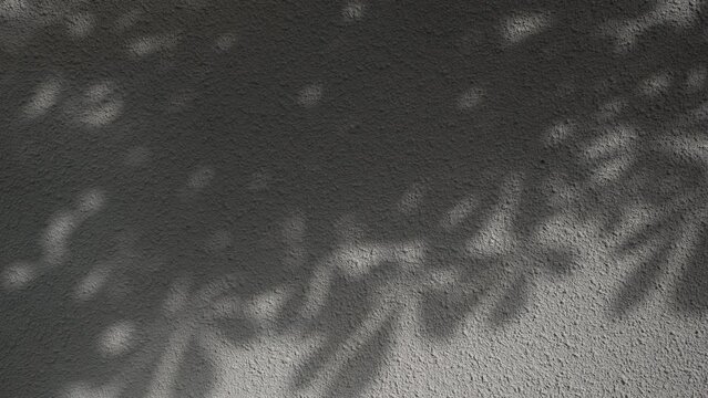 Reflections of green tree leaves on sunny surface. Natural dark grey shadows overlay on white texture of wall background. Abstract natural 4k video backdrop
