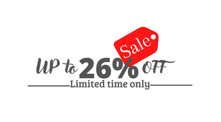 26% off sale, UP tô Online discount with label design 
