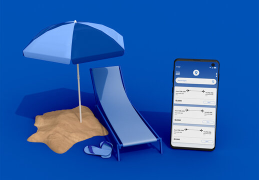 Smartphone in Beach Travel Concept Mockup