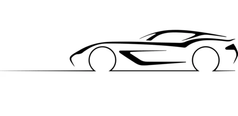 Zelfklevend Fotobehang drawing sticker sketch art decor logo steering wheel car transport emblem © Руслан Калитка