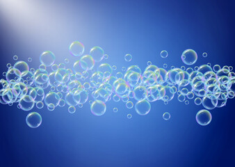 Soap bubble. Detergent bath foam and suds for bathtub. Shampoo.