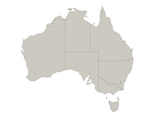Australia map, individual regions, blank