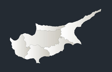 Cyprus map, Infographics flat design colors snow white, individual regions, blank