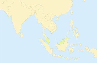 Malaysia map with neighboring states, classic maps design, blank