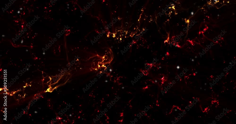 Wall mural abstract view from plasma fire hell. red wallpaper, the universe is filled with nebulae and galaxies