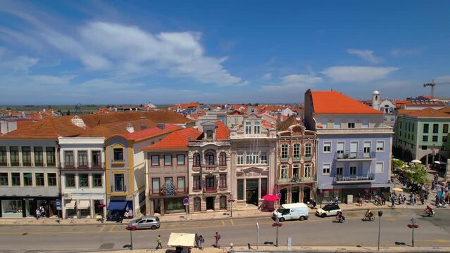 Aveiro, Portugal - embankment with typical houses