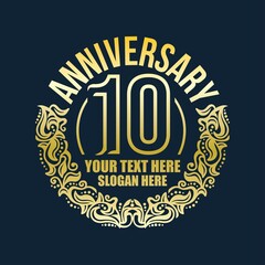 10 Years Anniversary Ornament Vecto Logo Design