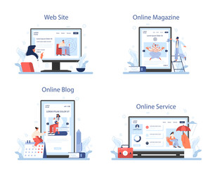 Psychologist online service or platform set. Mental health diagnostic.