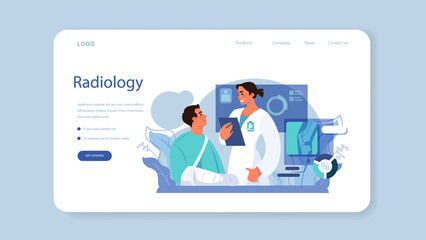 Radiology web banner or landing page. Idea of health care and disease