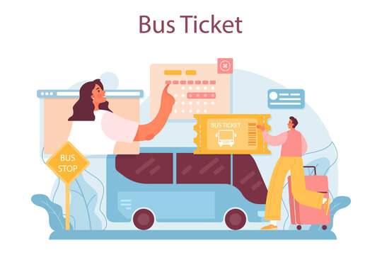 Trip booking concept. Buying a ticket for plane, bus or train. Car sharing