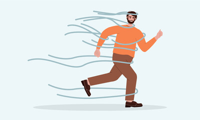 Obraz premium Risk or problem concept. Unhappy character under difficult