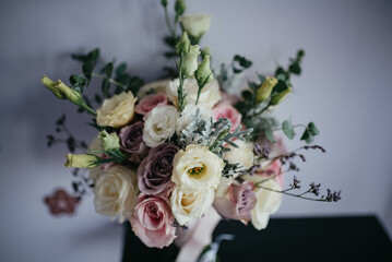 Rustic wedding bouquet stock photo.