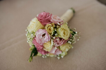 Rustic wedding bouquet stock photo.