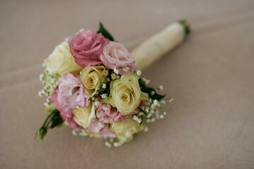 Rustic wedding bouquet stock photo.