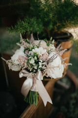 Rustic wedding bouquet stock photo.