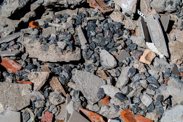 Destroyed building concrete construction debris, concept debris