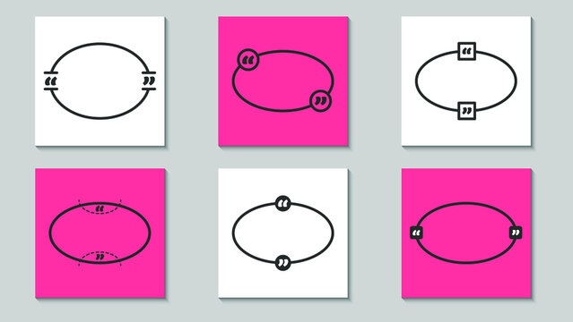 Quote frames blank templates set using basic of elipse shape. Creative vector banner illustration.