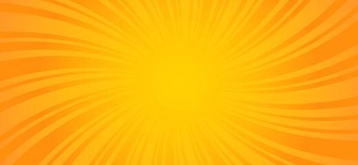 Fototapeta premium Background of rectangular warped sunbeams. Swirl yellow design with orange stripes.